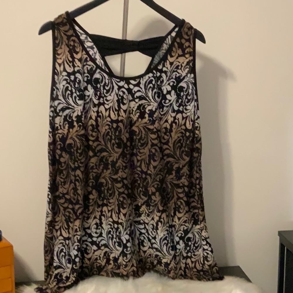 Chic Black and Brown Patterned Women's Tank Top